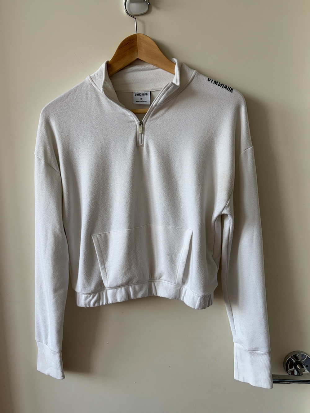 Gymshark White Women's Quarter-Zip Pullover Top